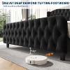 Homhougo 51" Tall Queen Size Bed Frame with Deep Button Tufted Wingback Headboard and Footboard Velvet Upholstered Platform Bed Frame Black - 3 of 4