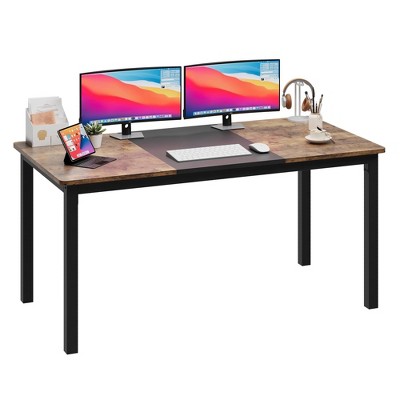 Computer Desk, Large Office Desk with Black Metal Frame, Modern Simple Style Gaming Table, Sturdy Write Desk