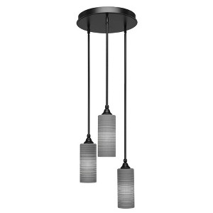 Toltec Lighting Empire 3 - Light Pendant in  Matte Black with 4” Gray Matrix Shade - 1 of 1