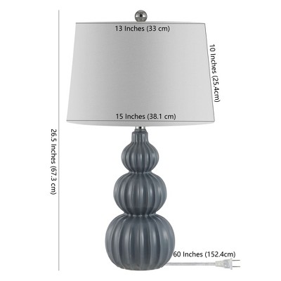 Corina Grey Triple Gourd Ceramic Table Lamp with White Shade