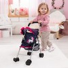 Doll Buggy Stroller W/ Sun Canopy, Blue, Pink Hearts, Unicorn - 4 of 4