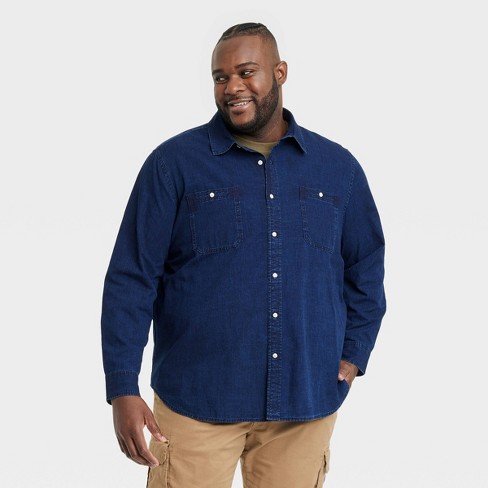 Men's Big & Tall Button-down Shirt - Goodfellow & Co™ Dark Blue 5xlt ...