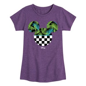 Girls' - Disney - Mickey Silhouette Tropical Vibe Fitted Short Sleeve Graphic T-Shirt - 1 of 4