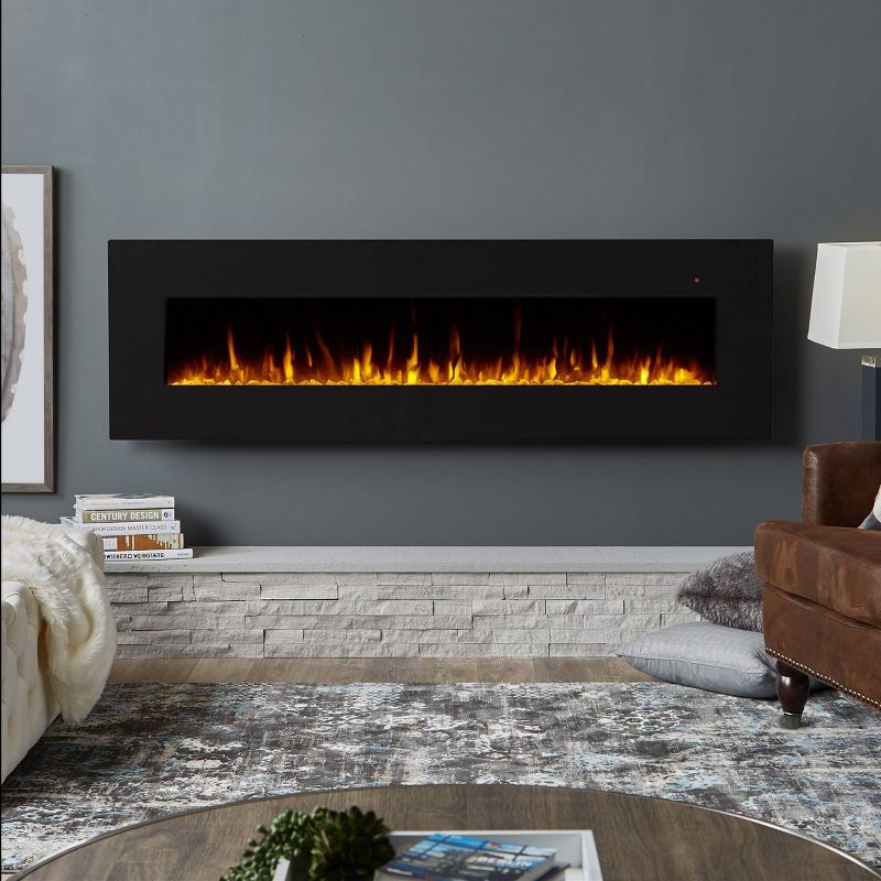 Real Flame 72&#34; Corretto Wall Hung Electric Fireplace Black, 3 of 11