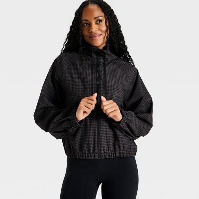 Женские куртки All In Motion Women's Picot Trim Windbreaker Jacket - All In Motion™ Black Gingham Print L — фото 2