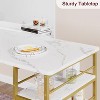 Garvee 2-Person Bar Table Set - 3-Shelf Dining Table with 2 Upholstered Stools, Backrest Chairs for Restaurants, Bistros & Homes, Gold - 3 of 4