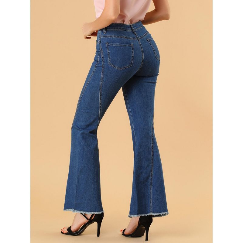 Allegra K Women's Vintage High Waist Stretch Denim Bell Bottoms Jeans, 6 of 8