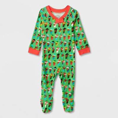 Baby Multi Santa Print Matching Family Footed Pajama - Wondershop™ Green 3-6M