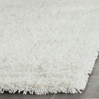 White Hand-Tufted Wool Shag Area Rug 9'6" x 13'6"