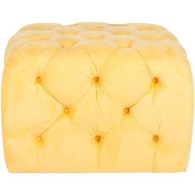 Kenan Tufted Ottoman - Yellow - Safavieh