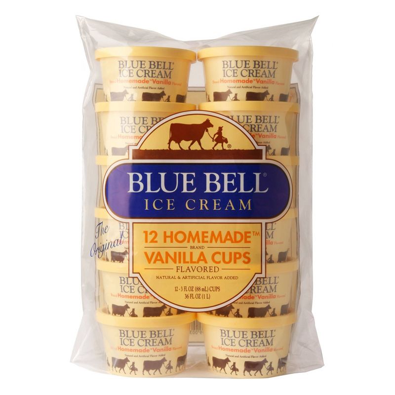 Blue Bell Homemade Vanilla Ice Cream Cups - 36oz/12ct, 1 of 4