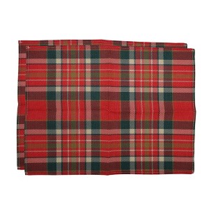Unique Bargains Christmas Place Mats Square Plaid Linen 13"x17.7" 2 Pcs - 1 of 4