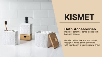 White Ceramic and Bamboo Lotion Pump with Drawer