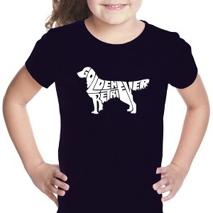 LA Pop Art Girl's Word Art T-shirt - Golden Retreiver - 1 of 4