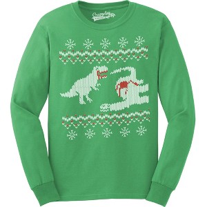 Dinosaur Snack Funny T-Rex Dinos Ugly Christmas Adult Crew Neck Sweatshirt - Crazy Dog Crew Neck Sweatshirt - 1 of 4