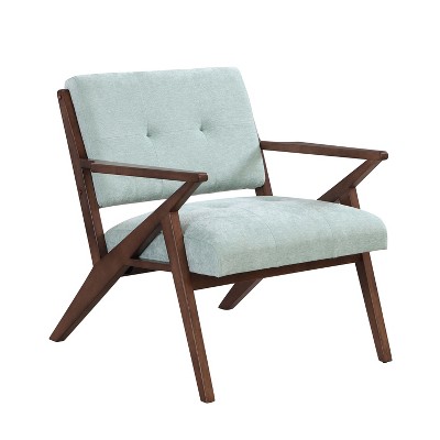 NicBex Linen Accent Chair,Upholstered Living Room Chairs with Tufted Back and Wood Legs,Mid-Century Armchair,Accent Chairs for Living Room,Green