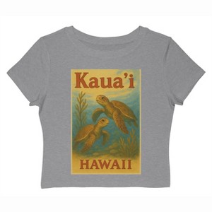 Rerun Island Women's Kauai Hawaii Turtles Short Sleeve Graphic Cotton Baby Tee - Athletic Heather 3X - 1 of 4