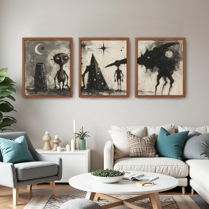 Uncomplicated Triple Black MDF Framed Art, 30x40cm, Home Wall Art Hanging Decor - 1 of 4
