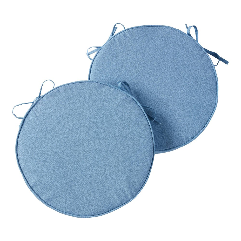 Photos - Pillow Kensington Garden 2pc 18" Round Outdoor Chair Cushions Denim: Water & Stai