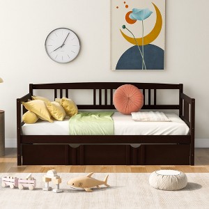 Twin Size Wood Daybed with Twin Size Trundle - 1 of 4