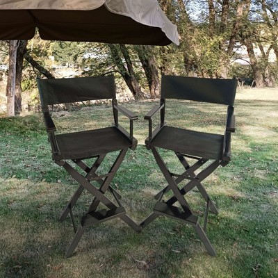VYNXARIA Casual Home Director's Chair, Black Frame/Black Canvas,Suitable for adults, foldable style, 2pcs/set populus