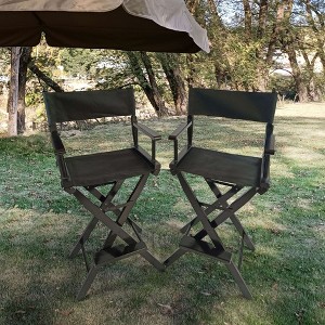 VYNXARIA Casual Home Director's Chair, Black Frame/Black Canvas,Suitable for adults, foldable style, 2pcs/set populus - 1 of 4