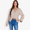 Anna-Kaci Women's V-Neck Henley Knit Sweater with Button Details - 2 of 4