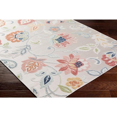 Ottis Cream and Rust Floral Synthetic Area Rug 2' x 2'11"