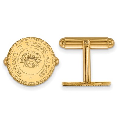 Black Bow Jewelry 14k Yellow Gold Plated Sterling Silver Wisconsin Badgers NCAA Cuff Links