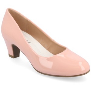 Journee Collection Womens Luu-M Comfort Insole Medium and Wide Width Round Toe Low Block Heel Pumps - 1 of 4