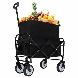 Racxily Collapsible Utility Wagon Cart-Lightweight Wagon with All-Terrain Wheels,Dual-Layer Pocket for Beach/Camping/Shopping (Foldable,225lbs) - 1 of 4