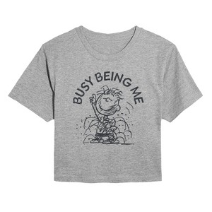 Women's - Peanuts - Busy Being Me Pigpen Cropped Graphic T-Shirt - 1 of 4