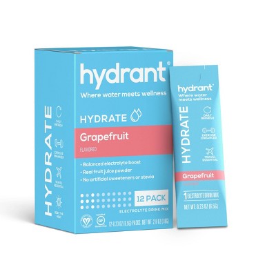 Hydrant Hydrate Electrolyte Rapid Hydration Powder Packets Drink Mix - Grapefruit - 12ct