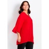 Avenue Women's Plus Size V-Neck Lace-Up Bell Sleeve Tunic - 4 of 4