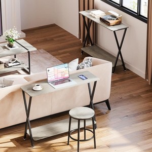Long Narrow Console Table,  Entryway Table with Storage Shelf, Behind Couch or Hallway, Farmhouse & Industrial - 1 of 4