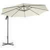 vidaXL 118.1" Round Cantilever Umbrella with Steel Pole, Sand Color - UV Protective Polyester - Easy Crank Mechanism - Sturdy Frame & Base - 2 of 4