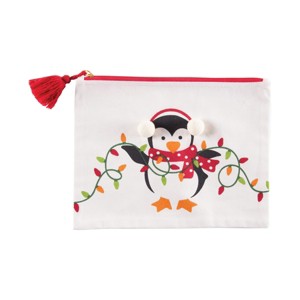 C&F Home Happy Penguin w/ Christmas Lights Zipper Makeup Bag Organizer Pouch - 1 of 1