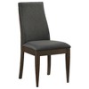 Fabric Upholstered Side Chair with Solid Back, Padded Seat and Grey-Dark Walnut Finish (Set of 2) - 2 of 4