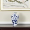 HomeRoots 10" Blue And White Floral Round Porcelain Table Vase - 2 of 4