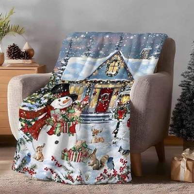 Christmas Blanket Gift, Soft Snowman Throw Blanket, Christmas Gift.