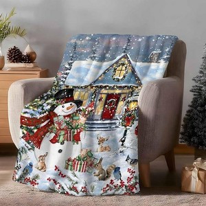Christmas Blanket Gift, Soft Snowman Throw Blanket, Christmas Gift. - 1 of 4