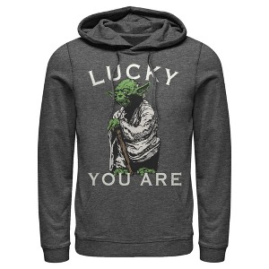 Men's Star Wars St. Patrick's Day Yoda Lucky You Are Pull Over Hoodie - 1 of 3