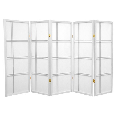 4 ft. Tall Double Cross Shoji Screen - White (5 Panels) - Oriental Furniture