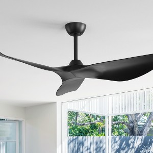 Wanze of Ocean 38 in. Modern Black Indoor 6-Speed Balck Blades Downrod Mount Ceiling Fan with Remote and 3-Size Adjustable Downrods - 1 of 4