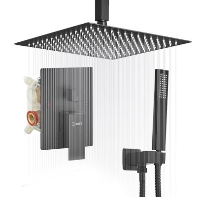 Single-Handle 2-Spray Square High Pressure Shower Faucet with 16" Ceiling Shower Head