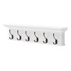 HomeRoots 39" Classic White Wood Six Hook Hanging Coat Rack - 4 of 4
