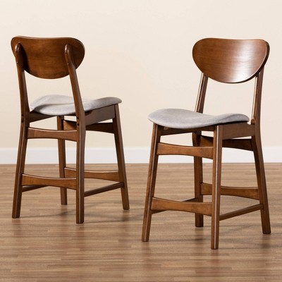 Katya Adjustable Gray Wood Counter Height Barstool Set