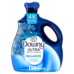 Downy Ultra Soft + Balance Crisp Rain & Blue Eucalyptus Liquid Fabric Softener - 93 fl oz - 1 of 4