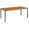 vidaXL Patio Table with Wooden Top Gray 74.8"x35.4"x29.5" Poly Rattan - 2 of 4