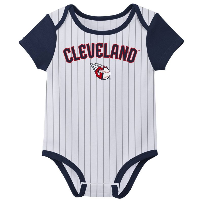 MLB Cleveland Guardians Baby Boys' Pinstripe 3pk Bodysuit, 3 of 5